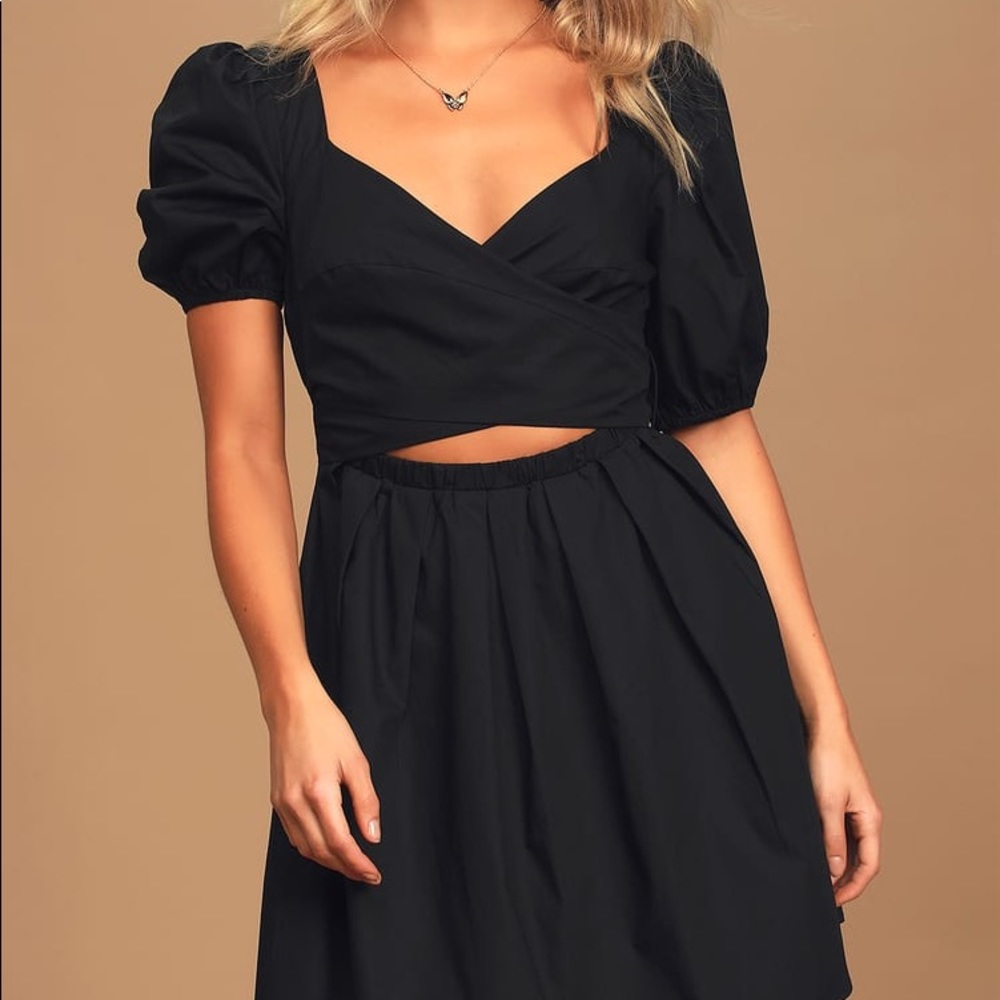 Lulus Crisscross Black Puff Sleeve Backless Dress - Picture 2 of 12